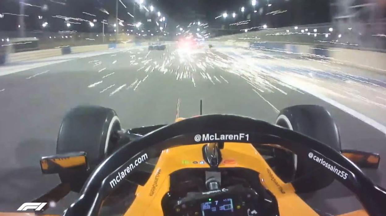 El susto de Sainz con el alerón del Ferrari de Vettel