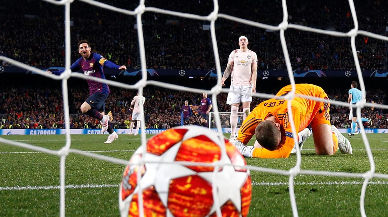 De Gea se lamenta tras encajar el segundo gol de Messi