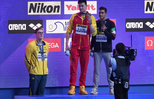 Horton planta en el podio a Sun Yang por un escándalo de dopaje