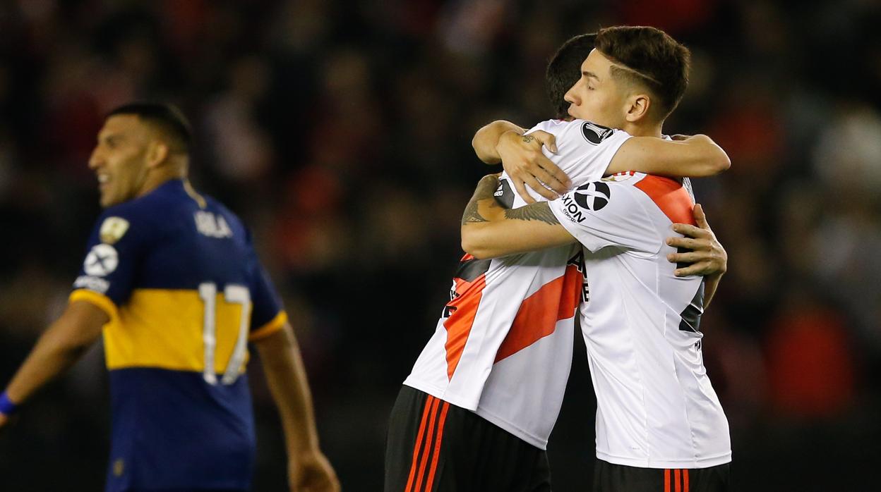 Los jugadores de River festejan el triunfo