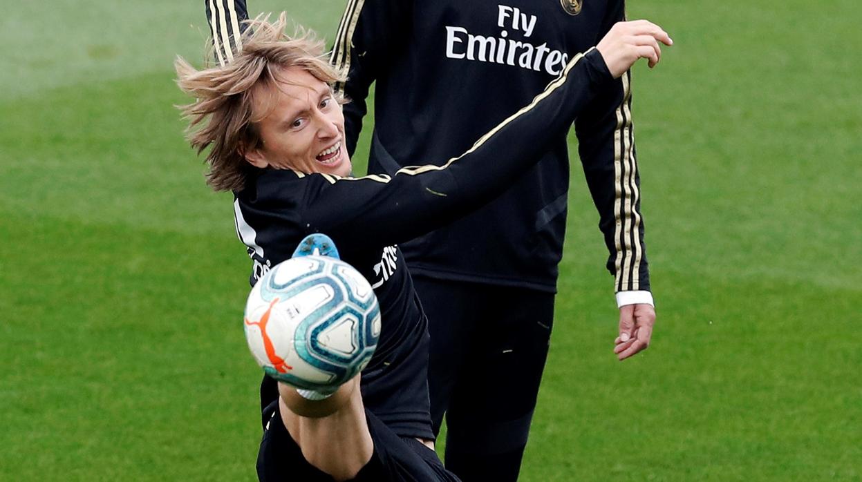 Modric, en un entrenamiento del Real Madrid