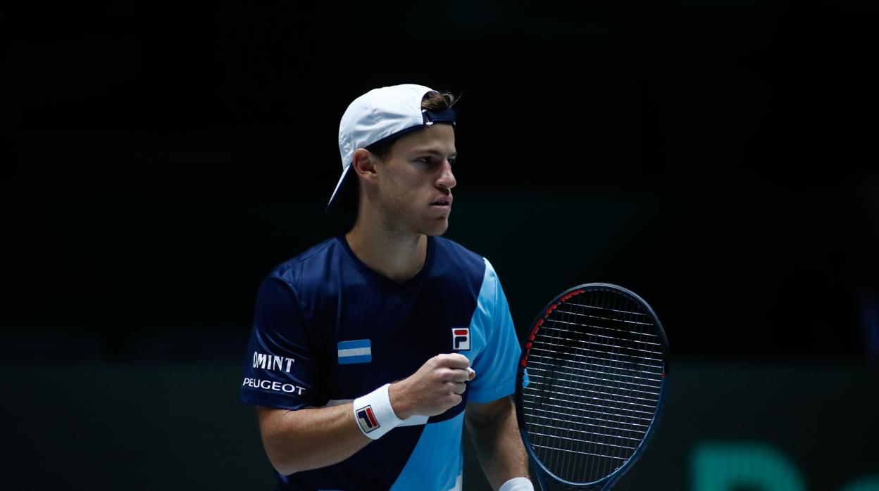 Schwartzman celebra un punto en el duelo ante Cristian Garin