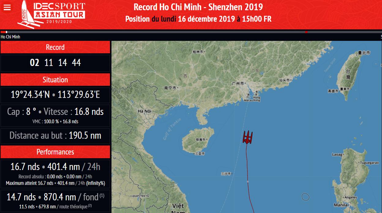 «IDEC Sport» a 190 millas de la ciudad china de Shenzhen