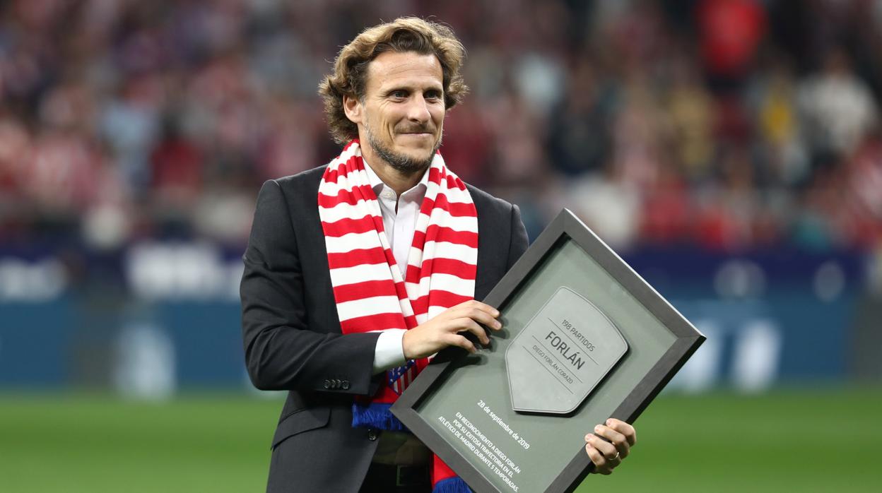 Forlán fue homenajeado en septiembre en el Wanda Metropolitano