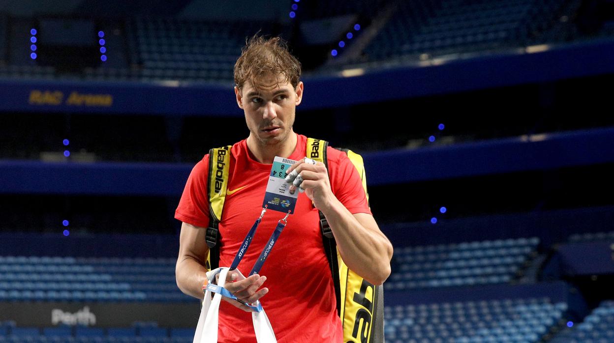 Nadal, en un entrenamiento para la ATP Cup en Australia