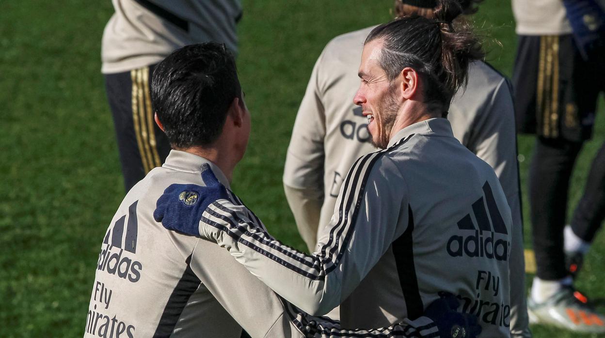 Bale y James, en un entrenamiento