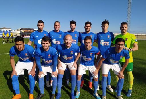 El once inicial de la A. D. San José en el empate ante el Atlético Onubense