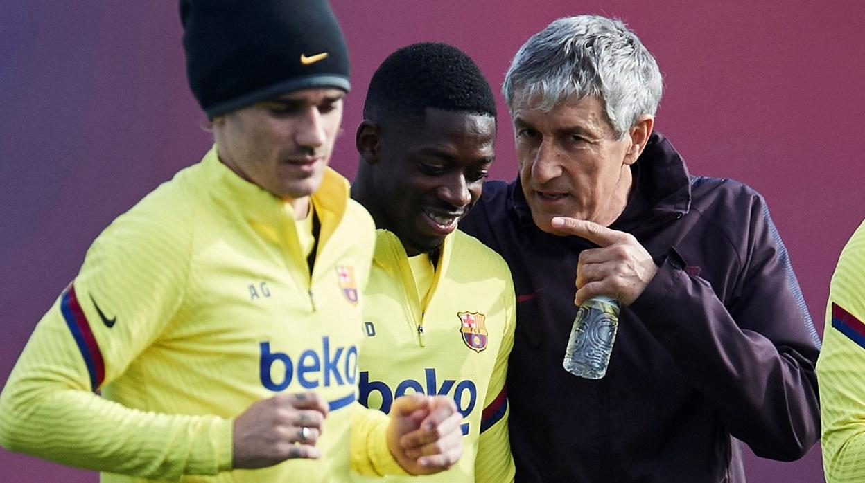 Quique Setién, durante un entrenamiento