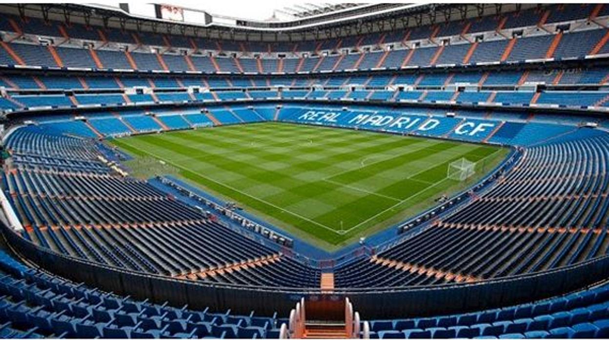 El estadio Santiago Bernabéu, sin espectadores en las gradas