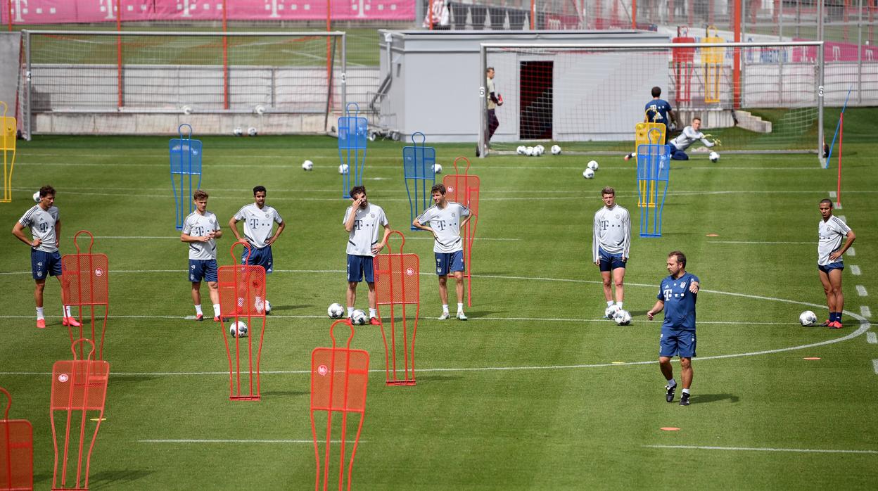 La plantilla del Bayern durante un entrenamiento la semana pasada