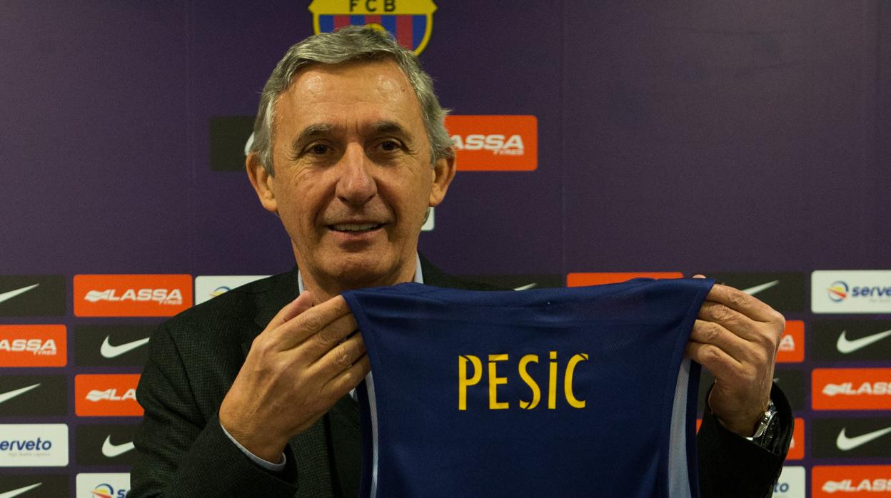 Pesic, el día de su presentación con el Barcelona