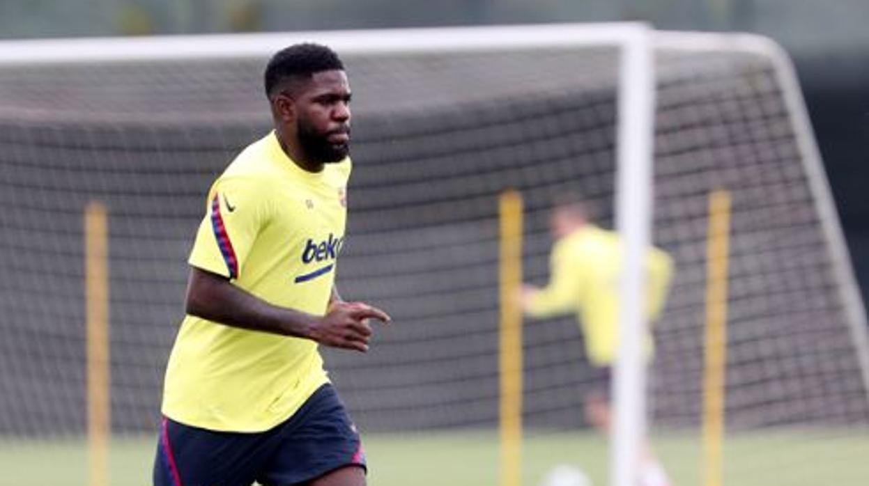 Mamuel Umtiti, en el entrenamiento