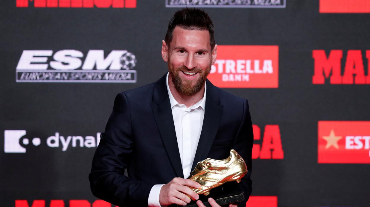 Leo Messi en la entrega de la última Bota de Oro