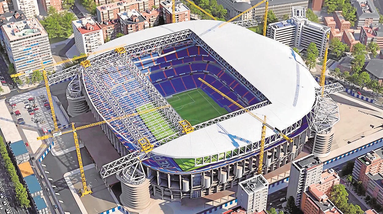 Las entrañas de la cubierta del Bernabéu