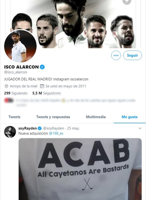 Polémico «me gusta» de Isco Alarcón contra los «Cayetanos bastardos»