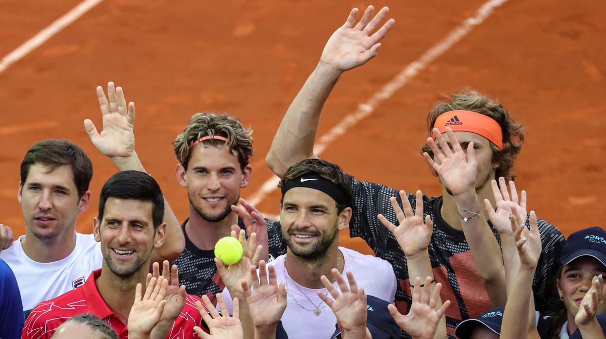 Thiem, con Djokovic, Dimitrov y Alexander Zverev, en el Adria Tour