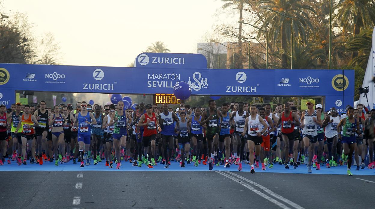 Salida de la edición de 2020 del Maratón de Sevilla