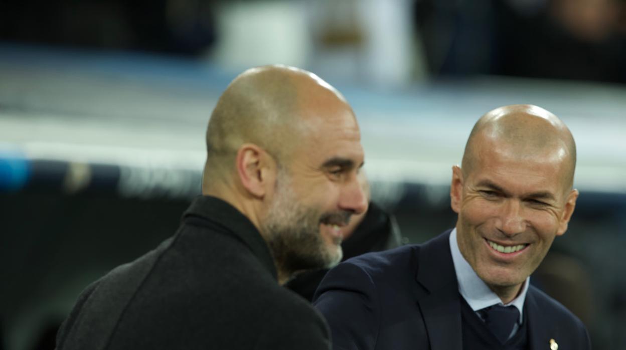 Guardiola y Zidane, en el duelo del Bernabéu