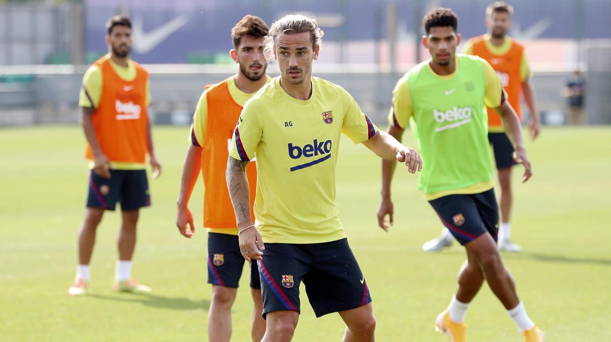 Griezmann, en un entrenamiento del Barça