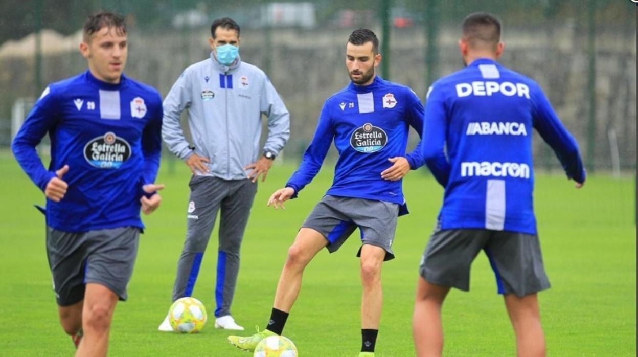 Jugadores del Deportivo, en un entrenamiento