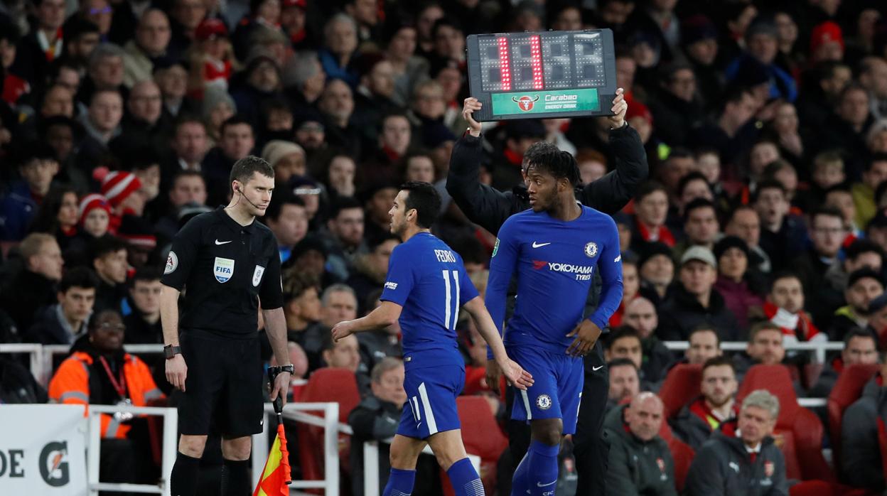 Pedro, durante un partido con el Chelsea