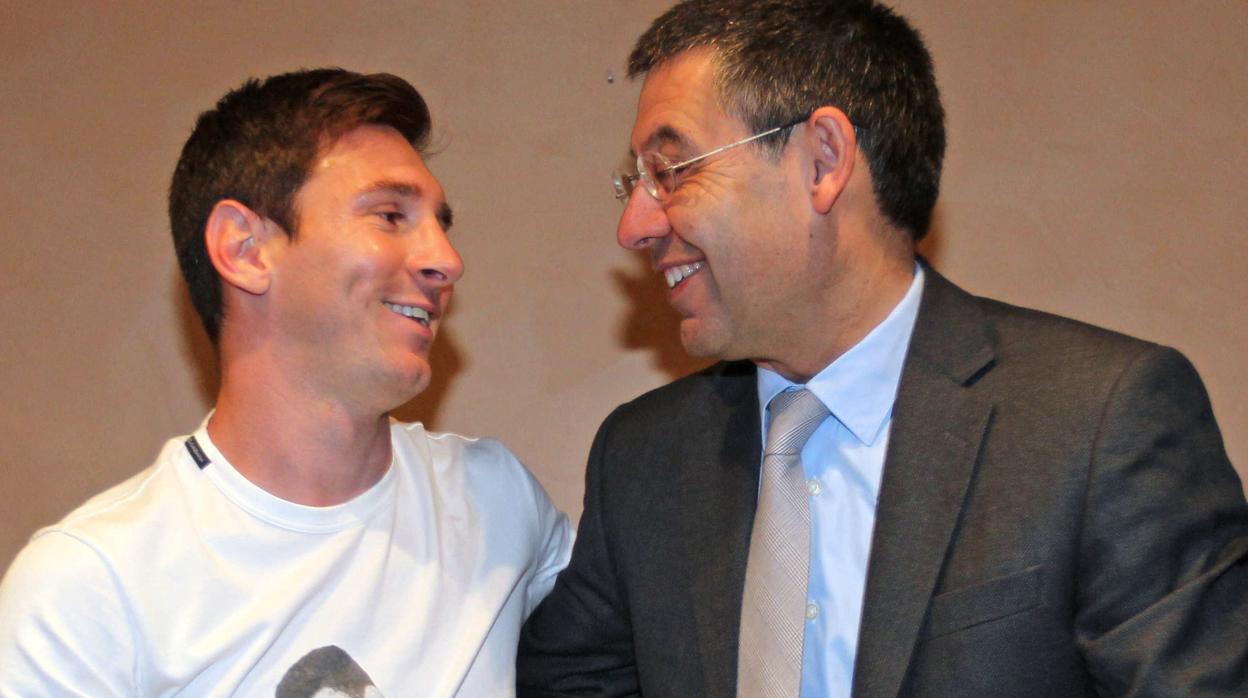 Messi y Bartomeu, en 2014