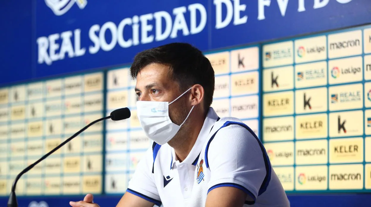 David Silva, durante su presentación como jugador de la Real Sociedad