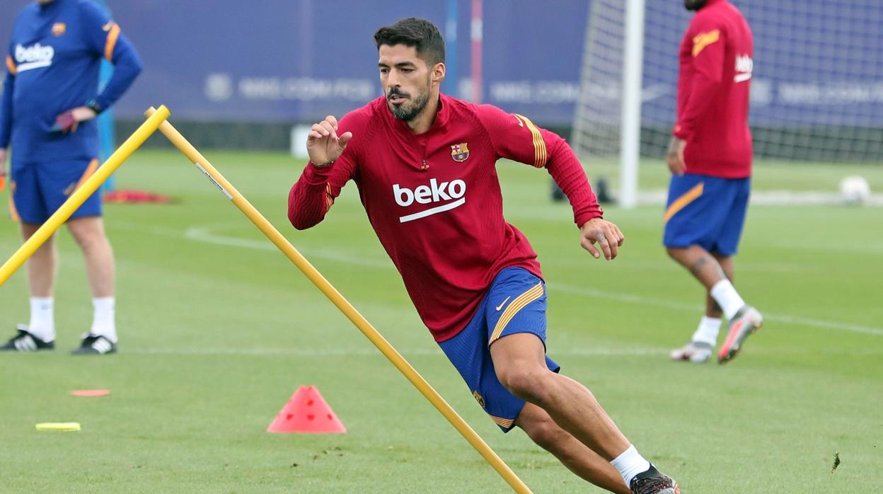 Luis Suárez durante un entrenamiento del Barcelona