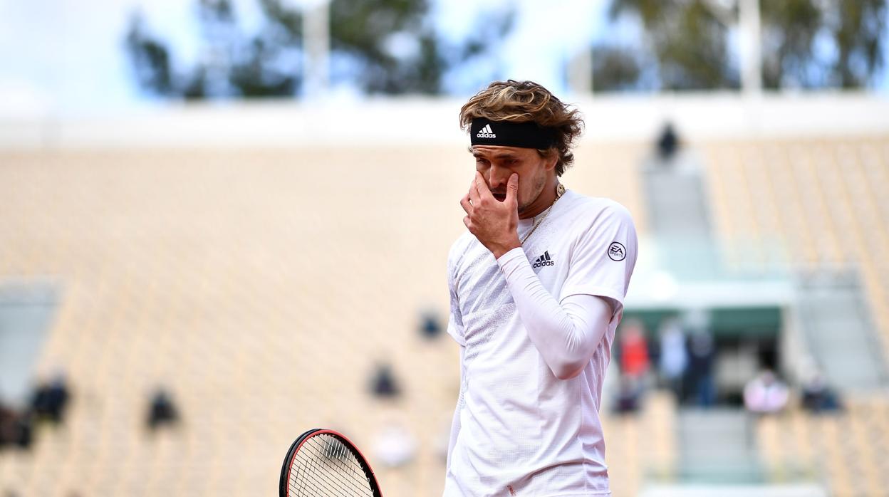 Zverev, durante su partido contra Sinner