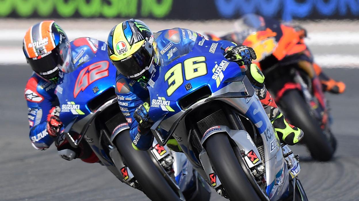 Mir , Rins y Espargaró, durante el Gran Premio de Europa