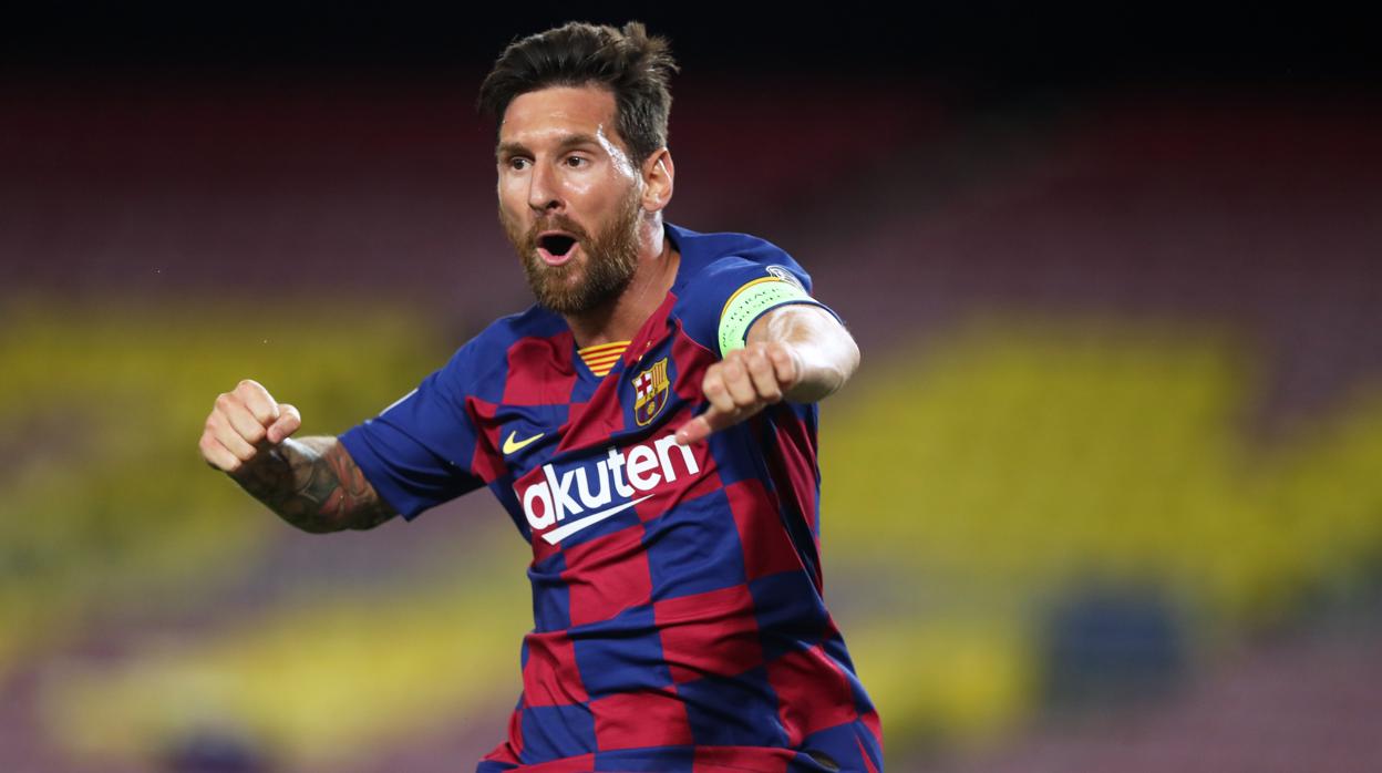 Leo Messi celebra un gol con el Barcelona