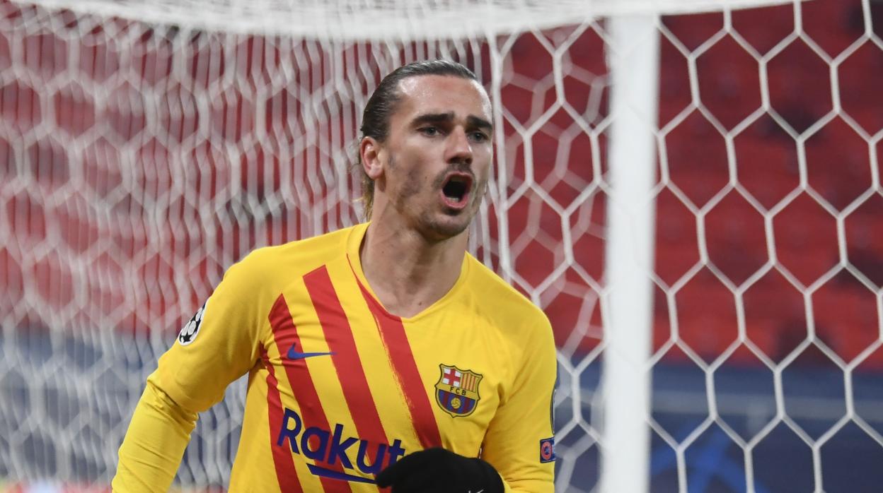 Griezmann celebra su gol ante el Ferencvaros, el primero del Barcelona