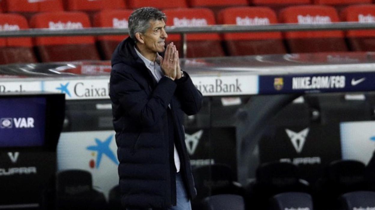 Imanol Alguacil, durante el partido de la Real frente al Barcelona