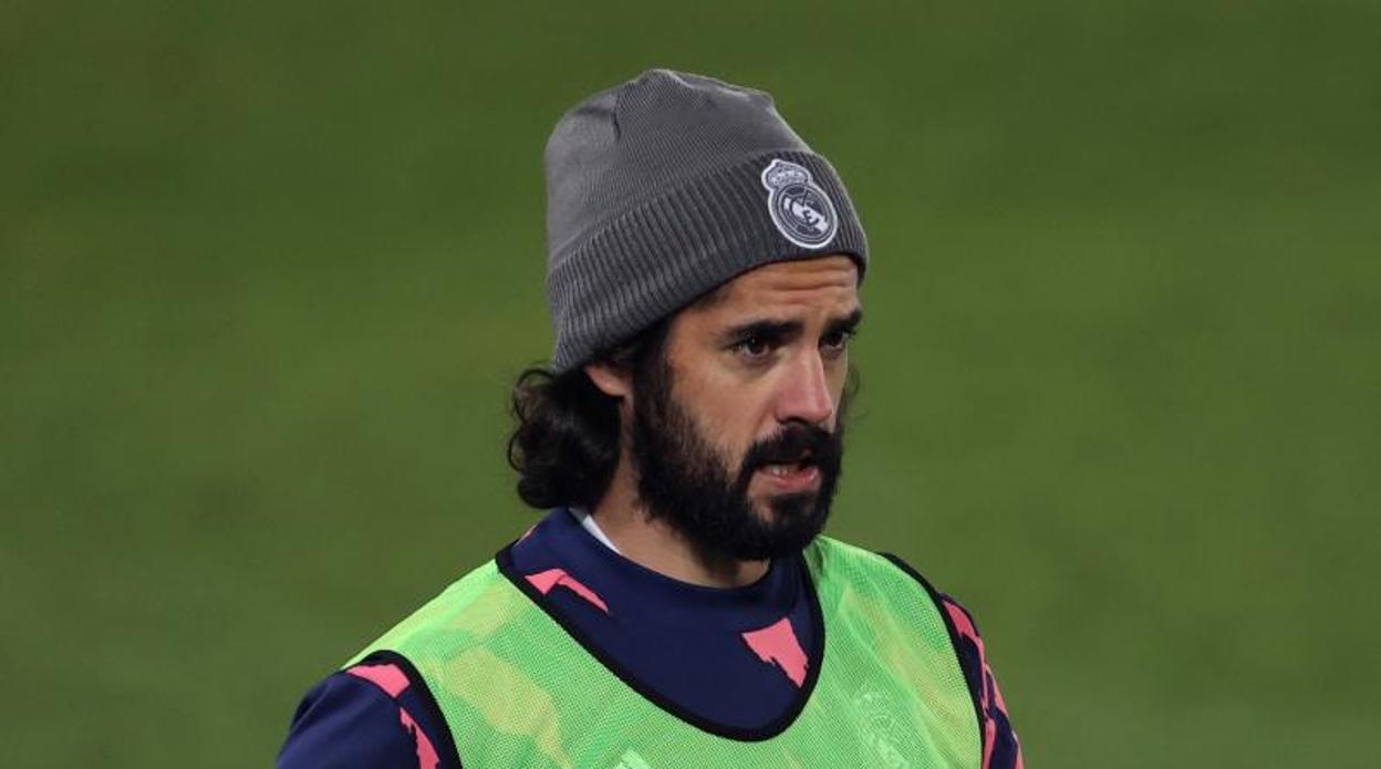 Isco, durante un entrenamiento en Valdebebas