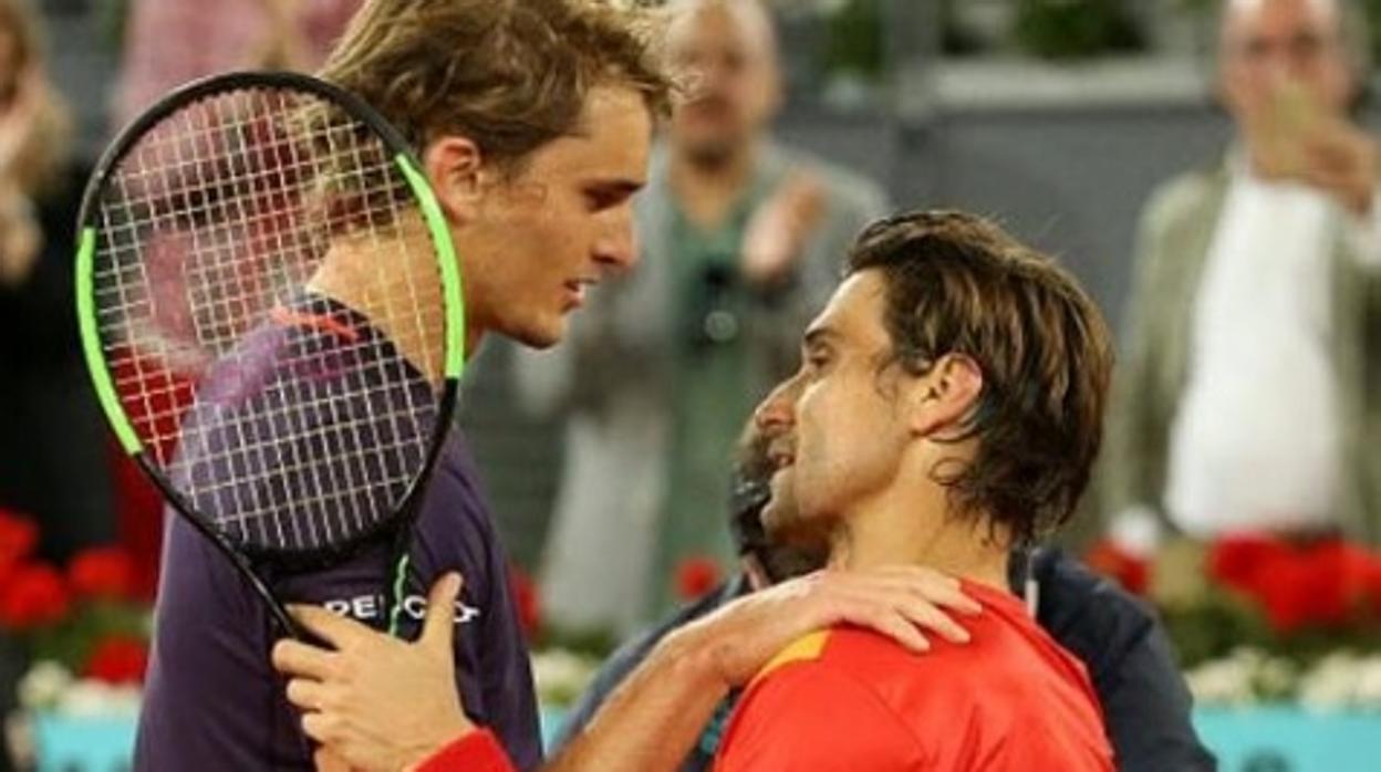 Zverev y Ferrer, en el último partido como profesional del español