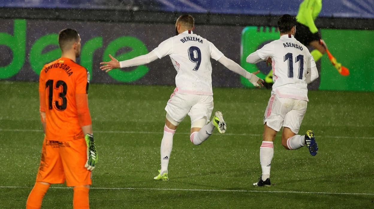 Así fue el cabezazo de Benzema que abrió la lata ante el Getafe