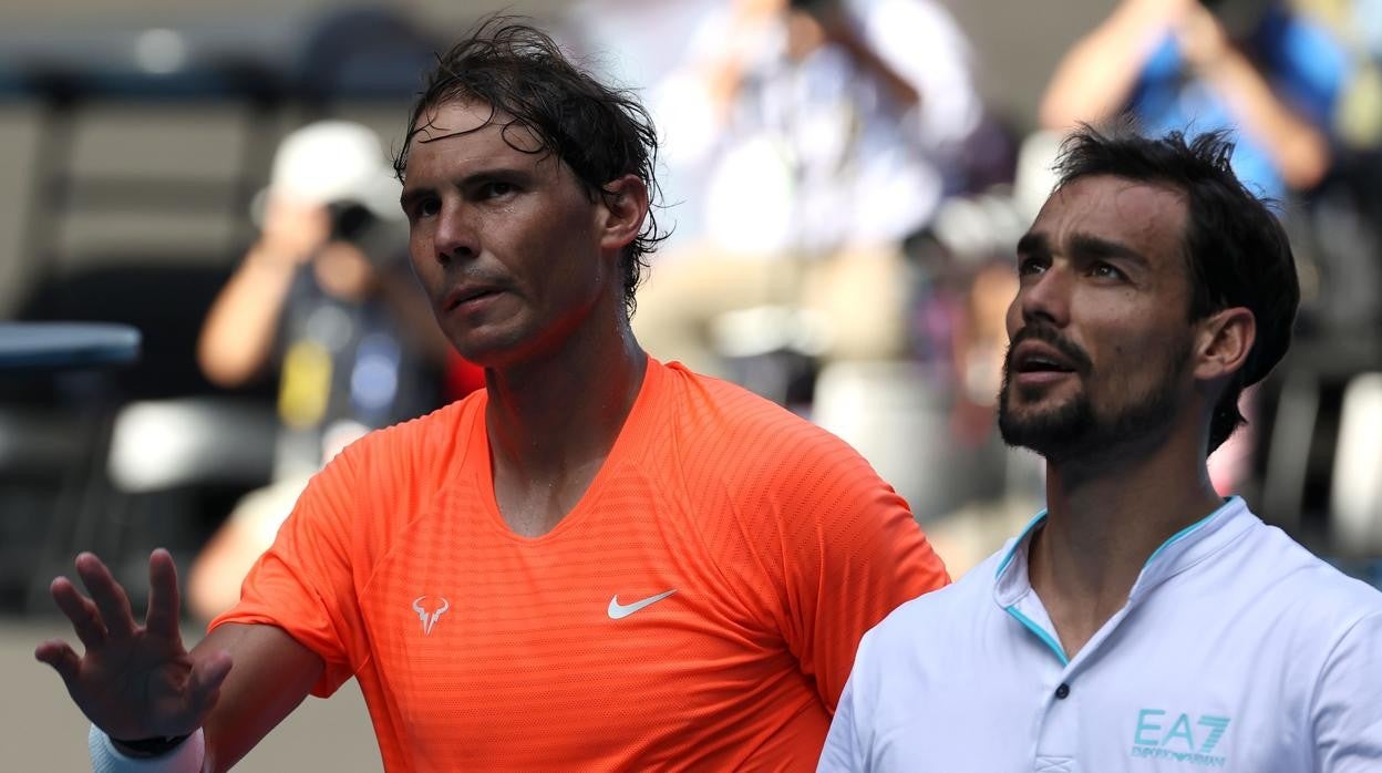 Nadal, con Fognini, tras el partido