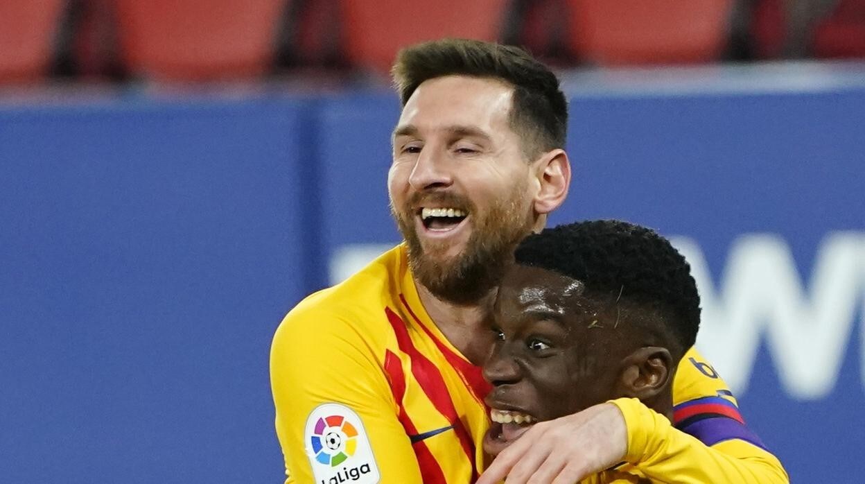 Messi felicita a Ilaix por su gol ante Osasuna