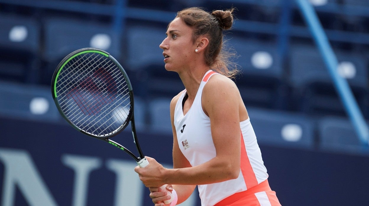 Sara Sorribes, durante su participación en el torneo de Monterrey (México)