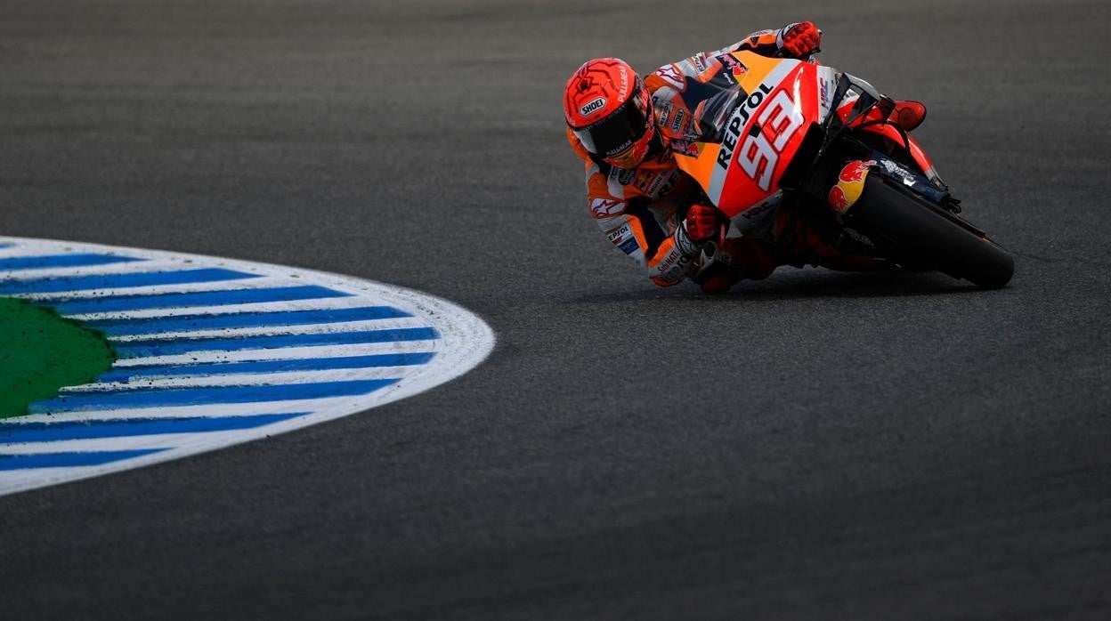 Marc Márquez durante los entrnemiantos en el Circuito de Jerez.