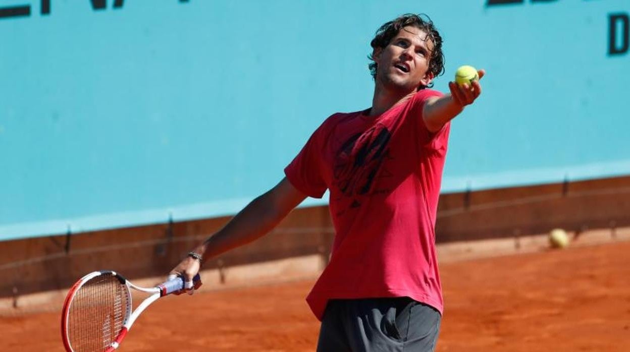 Dominic Thiem, durante un entrenamiento en la Caja Mágica