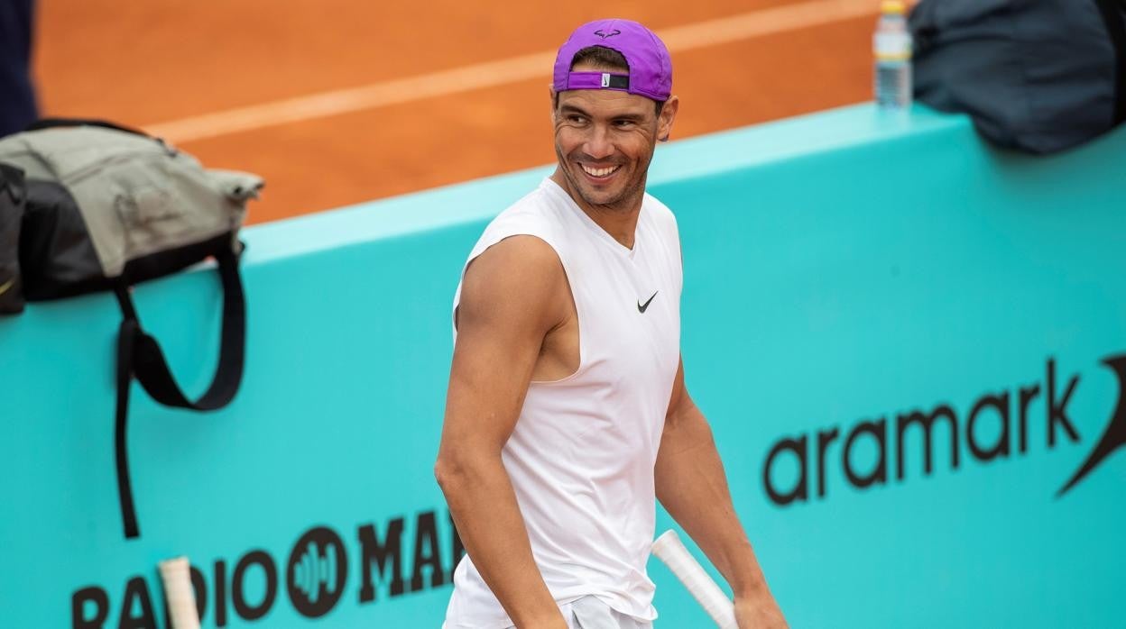 Rafael Nadal, en un entrenamiento en la Caja Mágica