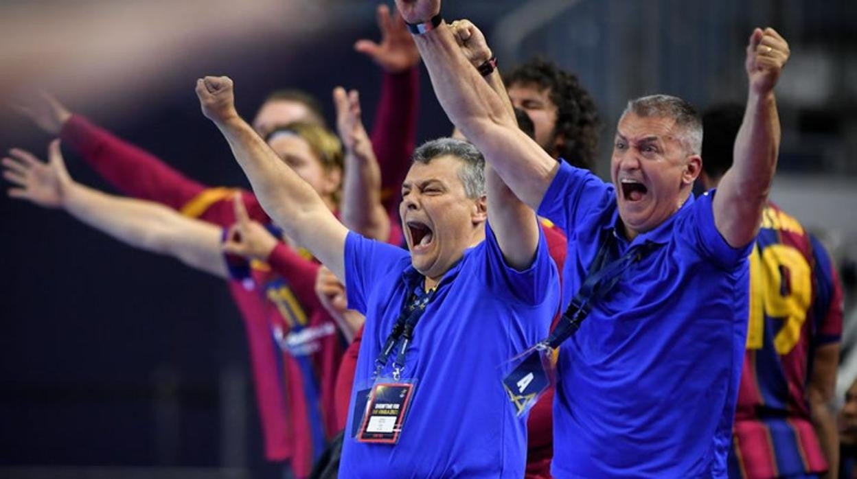 Xavi Pascual celebra un gol en la final de la Copa de Europa este pasado domingo