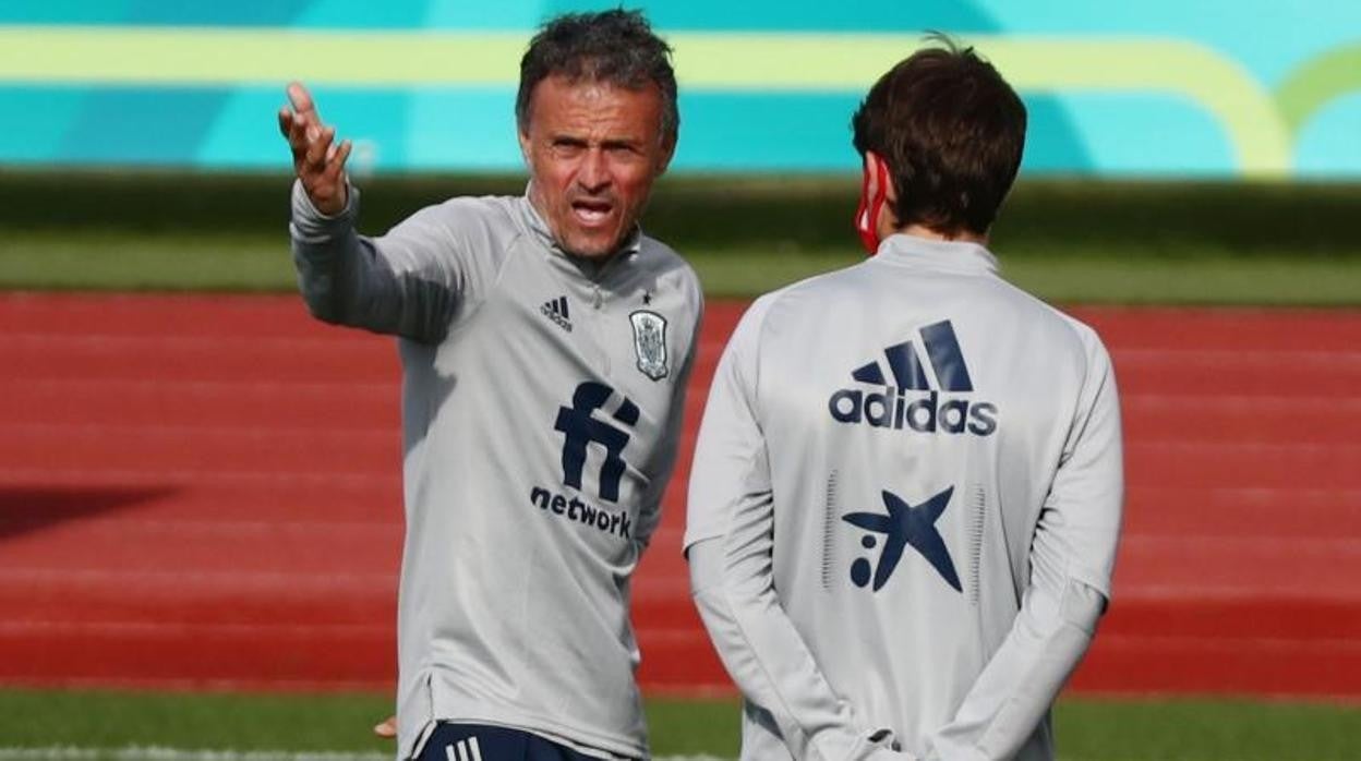 Luis Enrique, en el entrenamiento de la selección de este domingo