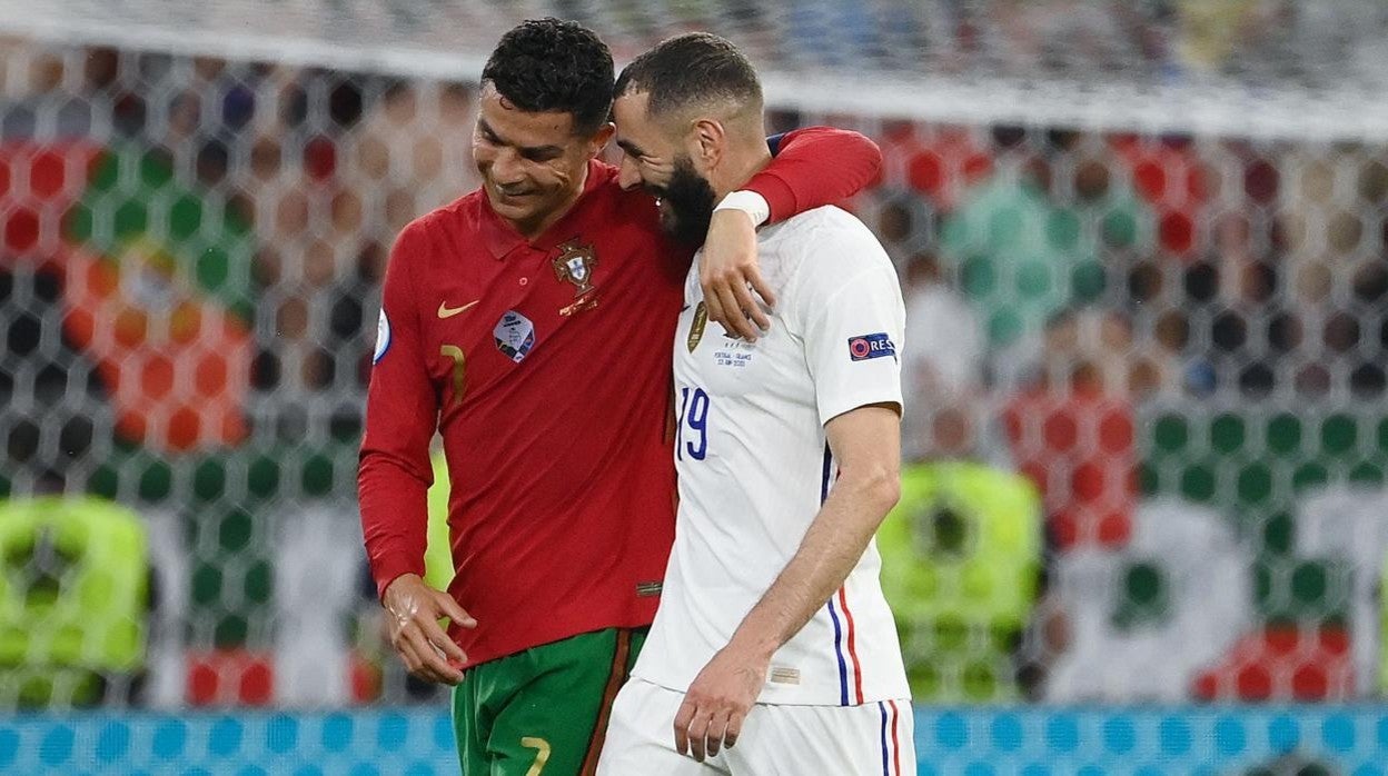 Cristiano Ronaldo y Benzema, en el Portugal Francia de este miércoles