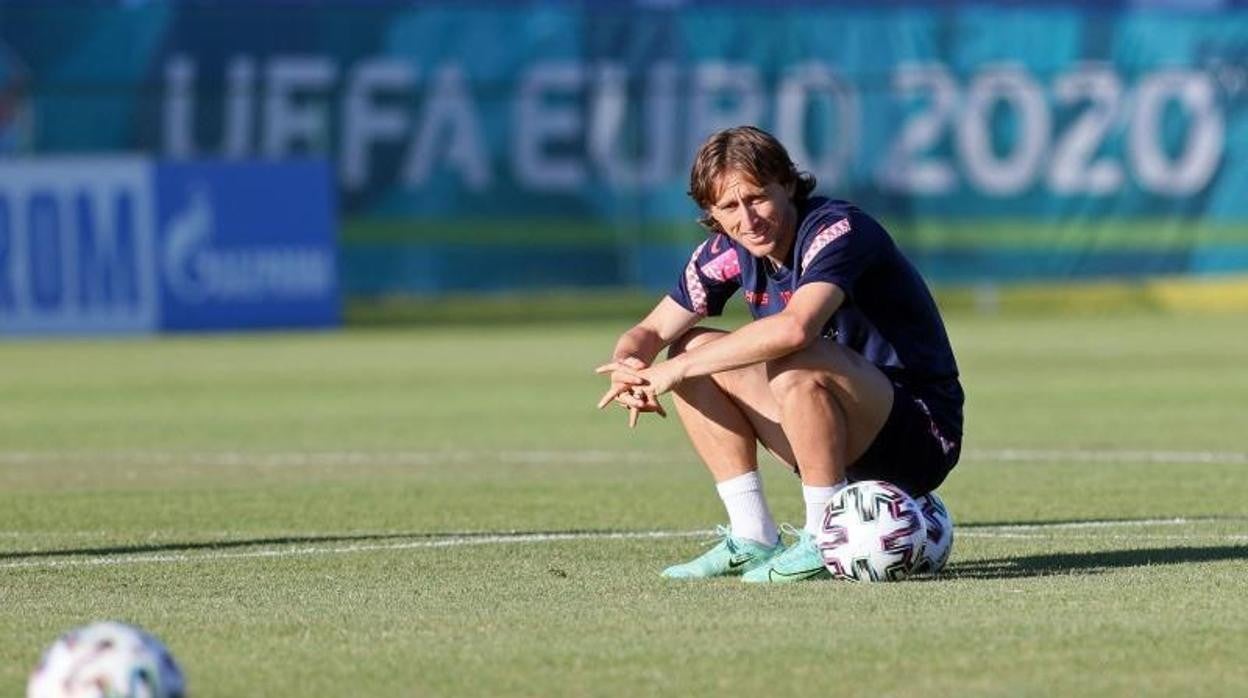 Luka Modric, en un entrenamiento de la Eurocopa 2020