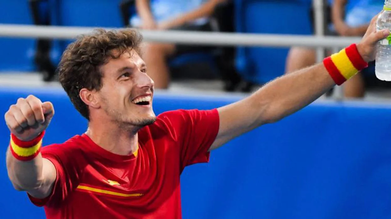 Pablo Carreño celebra la victoria ante Djokovic