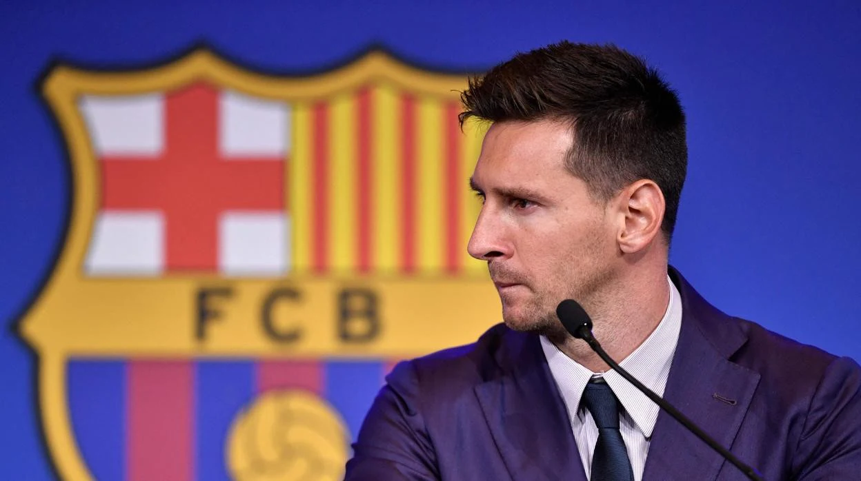 Messi, ayer durante su acto de despedida del Barcelona