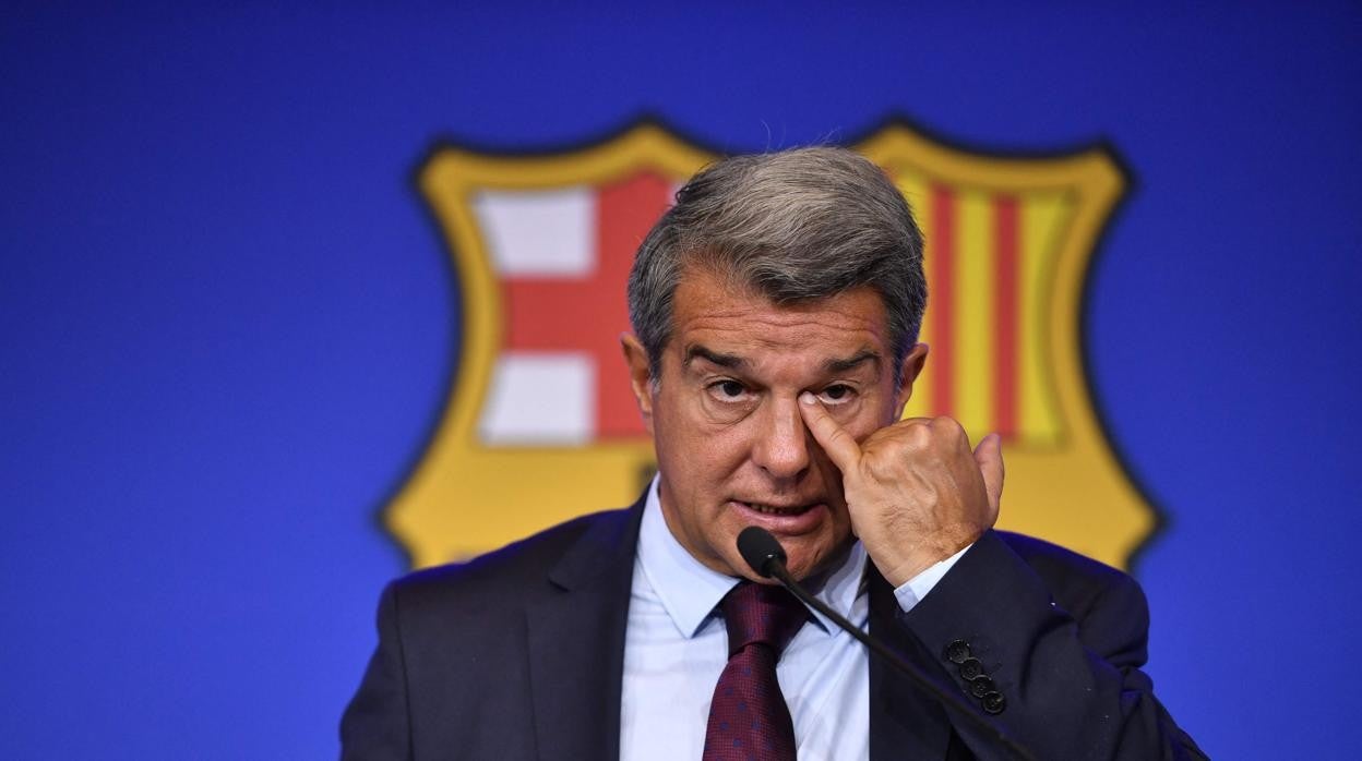 Joan Laporta durante una rueda de prensa