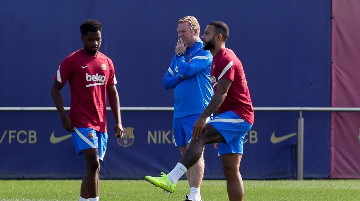 Ensu Fati durante el entrenamiento de esta mañana